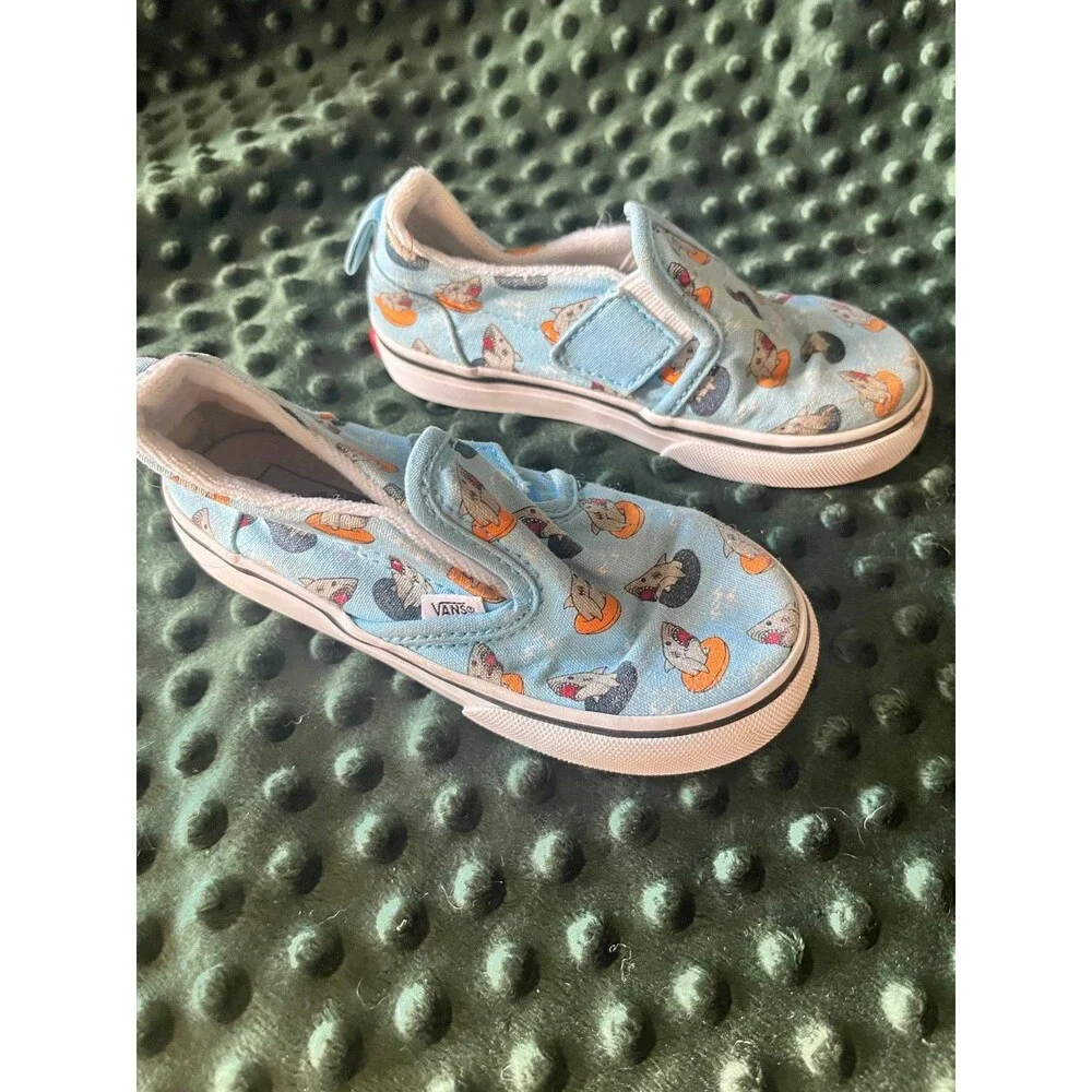 Vans blue shark size 9 little kid shoes
